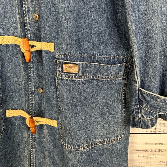 Women's VTG Ralph Lauren Jeans CO Denim Trench Toggle Utility Chore Jacket Sz M - Picture 4 of 8